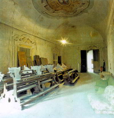 Camera della Congregazione prima del crollo di parte della volta a padiglione
